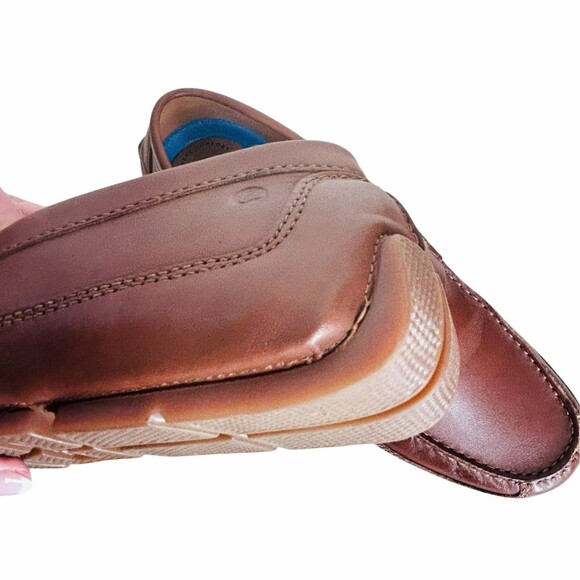 Clarks Collection Mens Shoes Size 11 Brown Leather Driving Loafers NICE Current - Picture 8 of 10